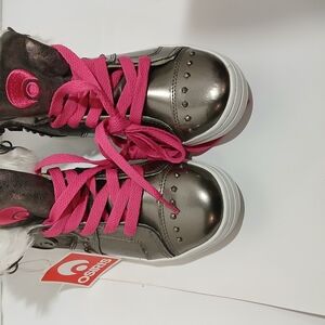 Osiris Silver and Pink High-Top Sneakers